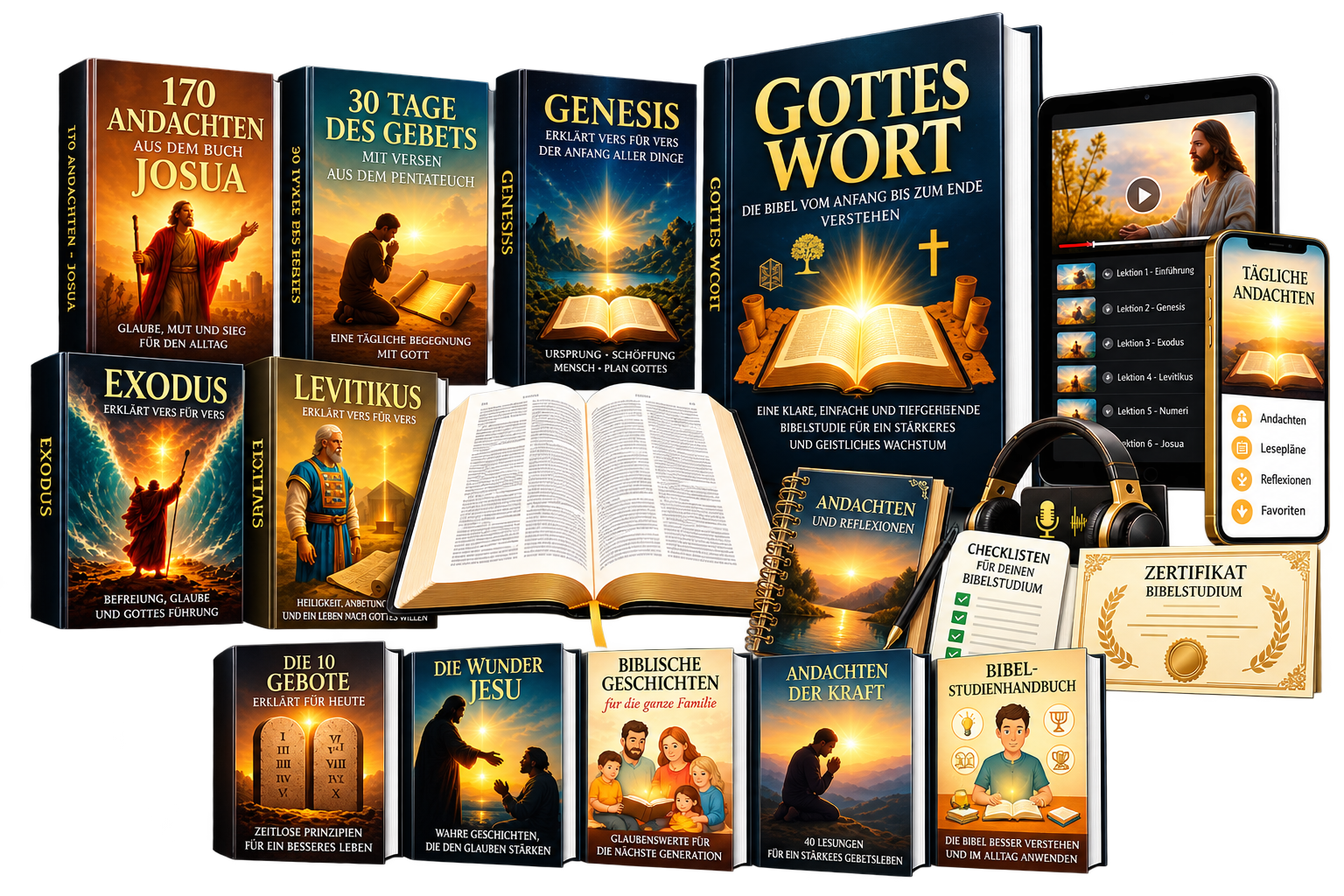 Die digitale Studienbibliothek von Göttlicher Code: Bücher, Andachten, Videokurs und App